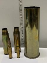 A selection of WW1 & WW2 brass shell casings