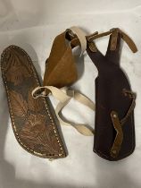 Two leather hunting knife holsters