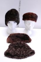 Four vintage fur hats