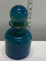 A Mdina glass bottle with stopper 22cm tall
