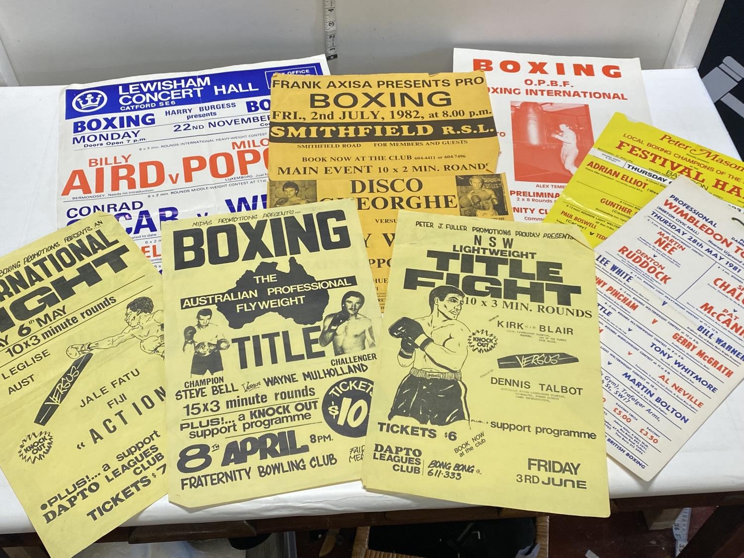 A job lot of vintage boxing posters