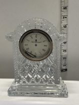 A heavy Waterford crystal clock (clock needs attention) 18cm tall