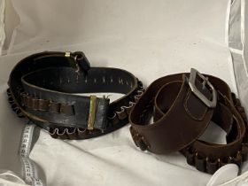 Two vintage leather gun cartridge belts