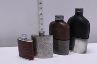 Four assorted vintage hip flasks