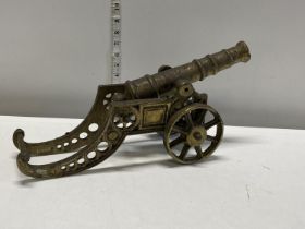 A large heavy solid brass canon (No shipping)