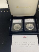 A limited edition pair of 1 oz Silver Britannia proof coins