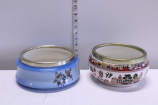 A Burslem ware ceramic bowl and one other both with gilt metal rims