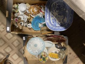 Two good boxes of assorted collectibles including Victorian eye baths and other. shipping