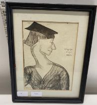 A Dominic Fels signed watercolour and black ink sketch entitled Cogito Ergo Sum