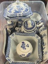 A large selection of Yuan blue & white bone china. shipping unavailable