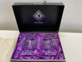 A pair of boxed Edinburgh Crystal Brandy balloons, shipping unavailable