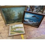 Three assorted framed original pieces of artwork, shipping unavailable