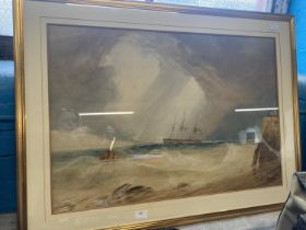 A Theodore Henry Fielding 1781-1851 large seascape watercolour signed and dated 1829 96x72cm,