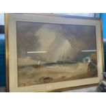 A Theodore Henry Fielding 1781-1851 large seascape watercolour signed and dated 1829 96x72cm,