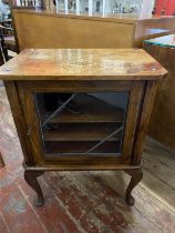 A small vintage Edwardian glazed cabinet with inlay decoration to top 57x37x75cm, shipping