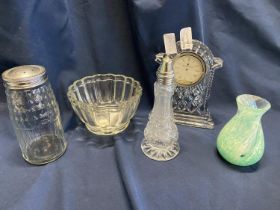 A job lot of assorted glassware including a Waterford crystal clock, shipping unavailable