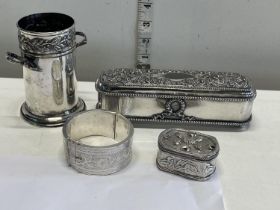 Four pieces of assorted silver plated ware