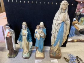 Four assorted religious Madonna's, shipping unavailable