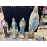 Four assorted religious Madonna's, shipping unavailable