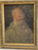 A old master portrait of a bearded monk oil on velum 33x26cm