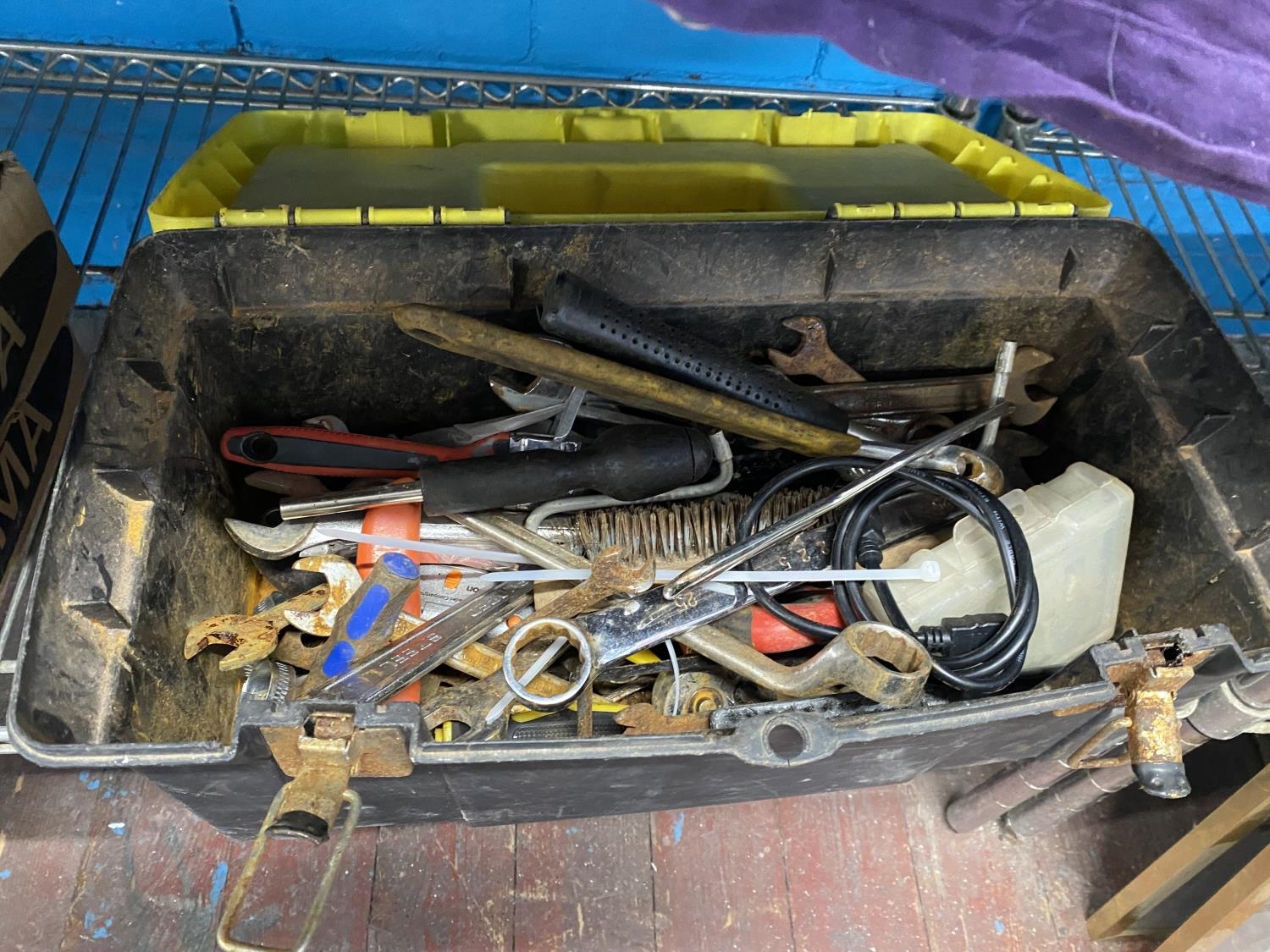 A Stanley toolbox and contents of tools. shipping unavailable