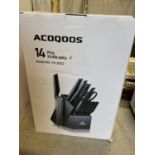 A Acoqoos 14 piece knife set (unchecked) over 18's only, UK Mainland shipping only