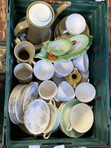 A box full of assorted ceramics etc including Carltonware, shipping unavailable