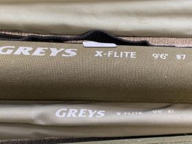 A Greys X Flight 9ft 6 No.7 fly fishing rod, shipping unavailable