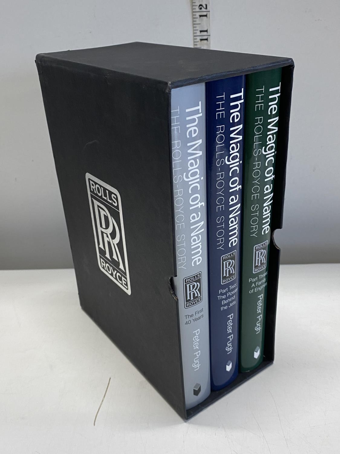 Three box set 'The Magic of The Name, The Rolls Royce Story' by Peter Pugh