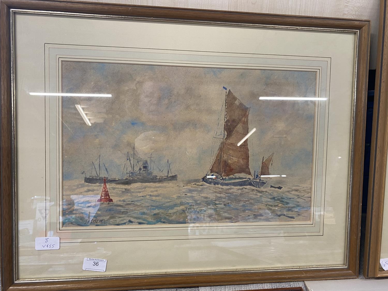 A J H Jerram watercolour depicting a coastal scene 63x48cm. shipping unavailable