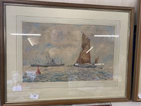 A J H Jerram watercolour depicting a coastal scene 63x48cm. shipping unavailable