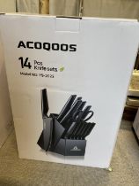 A Acoqoos 14 piece knife set (unchecked) over 18's only, UK Mainland shipping only