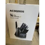 A Acoqoos 14 piece knife set (unchecked) over 18's only, UK Mainland shipping only