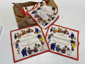 A selection of vintage Tufty and his friends cotton handkerchiefs