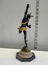 A bronze and gilt sculpture late 19th century figure on a marble base h30cm
