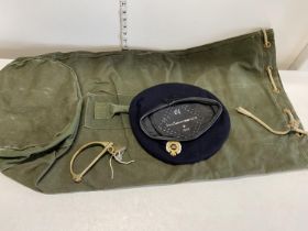 A late WW2/early 1950's army issue holdall with D ring and padlock and a Royal Engineers Supak