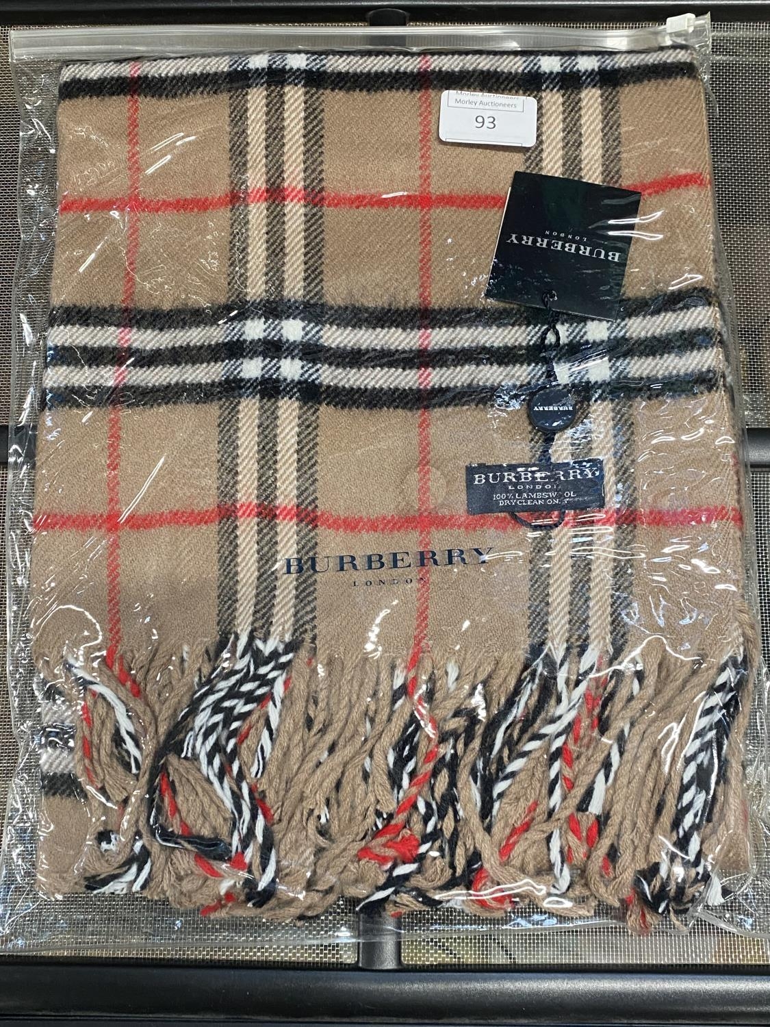 A new with tags Burberry 100% lambs wool tan shawl 206 x 70cm