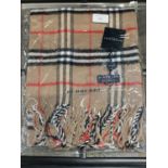 A new with tags Burberry 100% lambs wool tan shawl 206 x 70cm