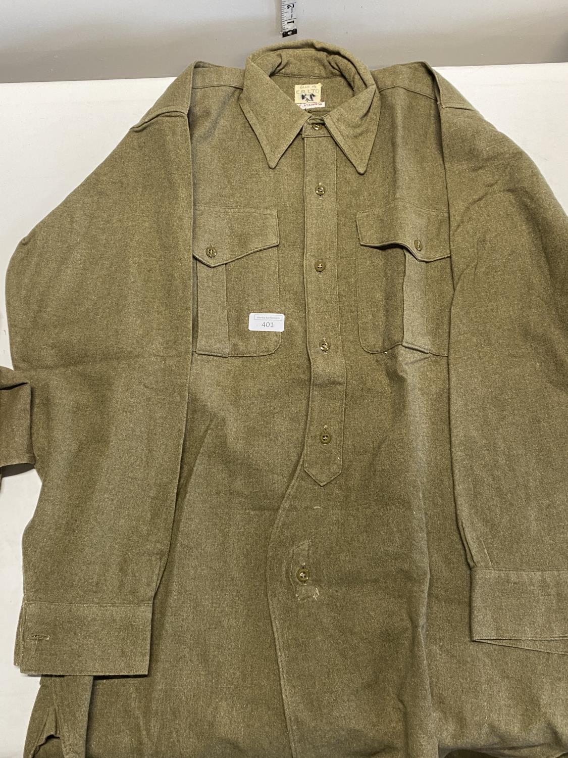 Two early 1950's army issue wool shirts and a Morley 1948 army issue jumper - Image 5 of 5