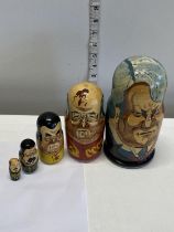 A vintage Russian nesting doll depicting Russian presidents