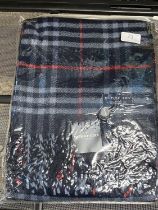 A new with tags Burberry 100% lambs wool Navy shawl 206 x 70cm