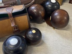 A selection of vintage lawn bowls, a/f, shipping unavailable