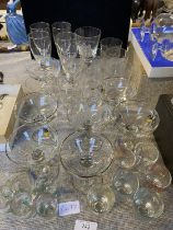 A job lot of vintage glassware including six babycham glasses. shipping unavailable