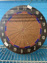 A antique wooden Yorkshire dartboard 'Keepdry', shipping unavailable