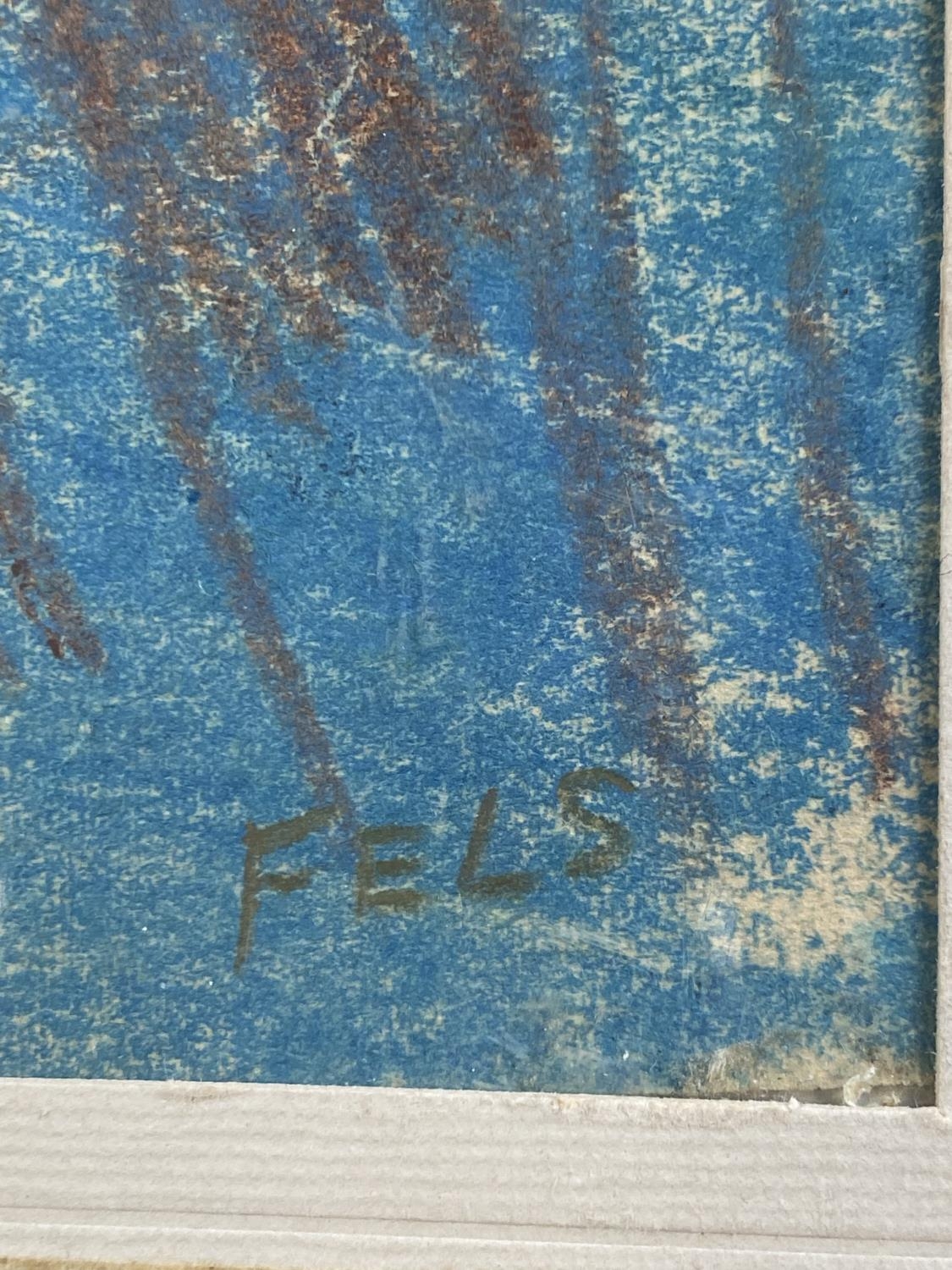 A Dominic Fels watercolour portrait in blue signed Fels - Image 2 of 2