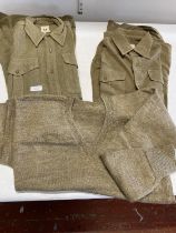 Two early 1950's army issue wool shirts and a Morley 1948 army issue jumper