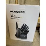 A Acoqoos 14 piece knife set (unchecked) over 18's only, UK Mainland shipping only