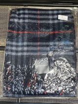 A new with tags Burberry 100% lambs wool Navy shawl 206 x 70cm