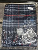 A new with tags Burberry 100% lambs wool Navy shawl 206 x 70cm