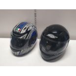 Two crash helmets, shipping unavailable